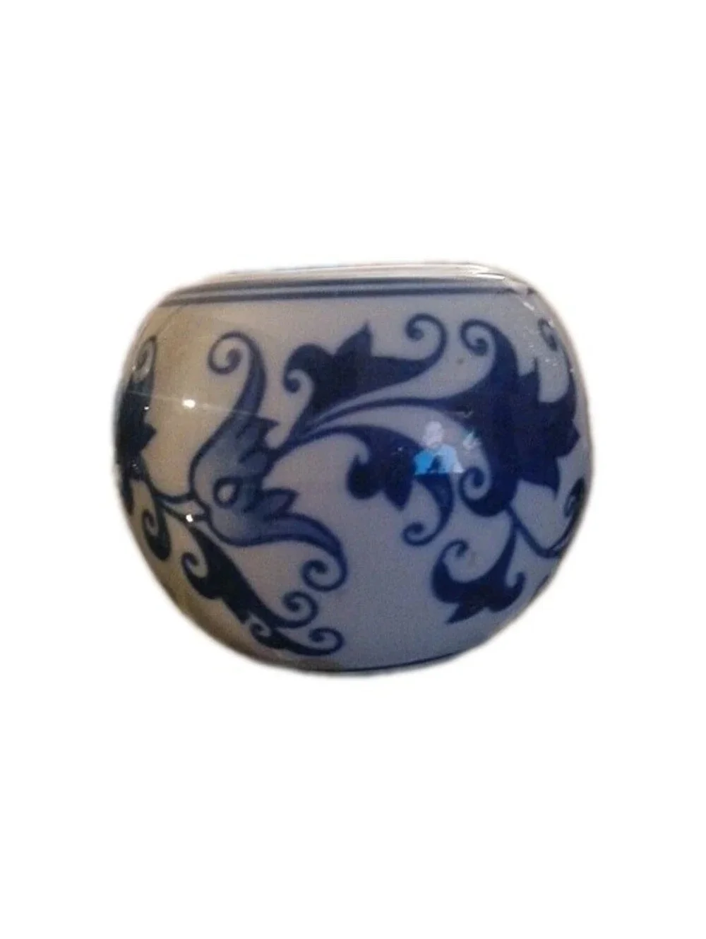 Bombay & Co Blue White flower Ceramic Votive Tea Light Candle Holder round Boho